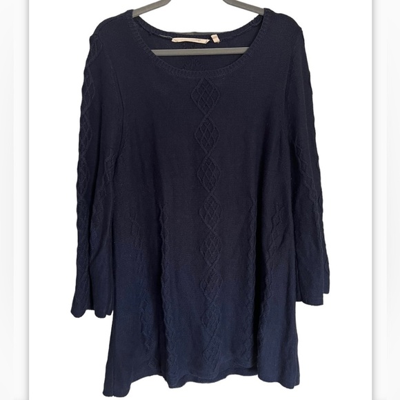 Soft Surroundings Cashmere Silk Blend Knit Sweater Navy Blue in XL - Picture 1 of 6